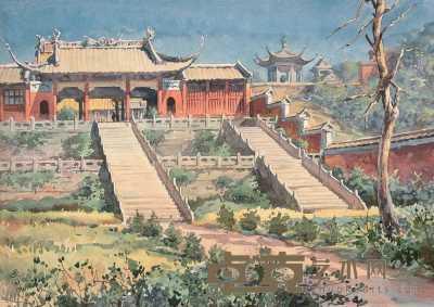 潘思同 1961年作 禹王庙（绍兴） 35×49.5cm